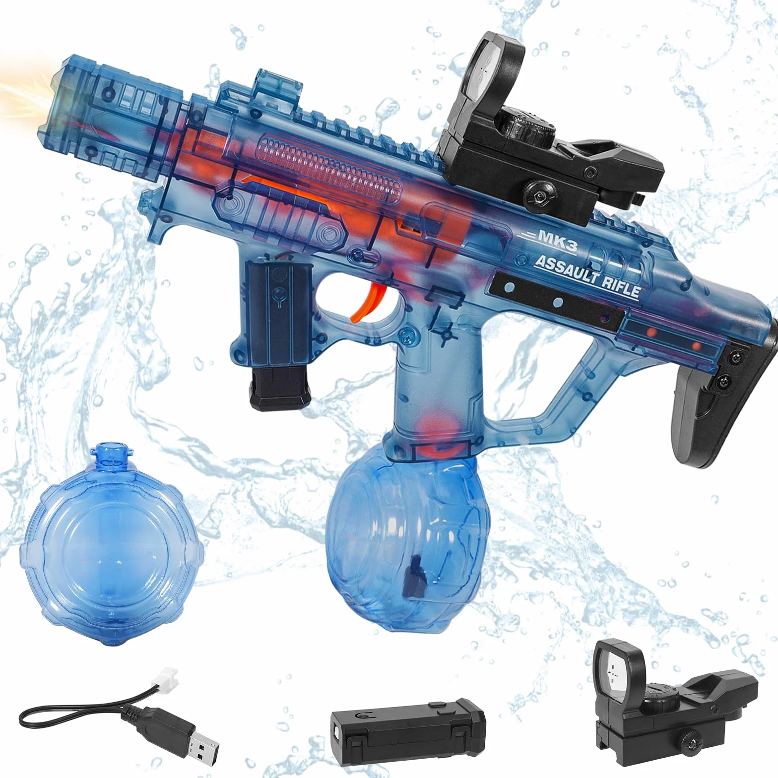 Pistole ad Acqua Elettriche, Pistola ad Acqua Elettriche per Bambini, Fino a 10m Pistole ad Acqua Potenti, Giocattolo Blaster ad Acqua per Feste Estive, Giardino, Piscina, Spiaggia