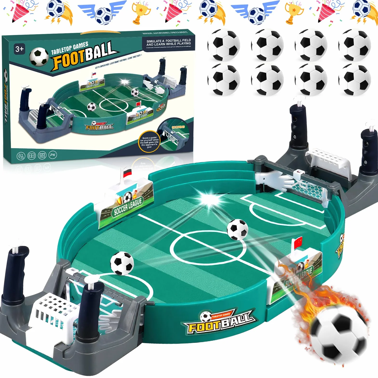 Calcio Balilla Bambini, Biliardino con 8 Palline, Gioco di calcetto Balilla Interattivo, Regalo bambino 4 5 6 7 8 anni maschio