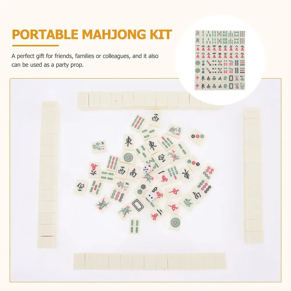 NEWFUN Mini mahjong portatile tradizionale cinese con 144 pezzi mahjong,20*14*10mm,Giochi Majhong, adatto per giochi di famiglia riunioni amici giochi di partito per adulti per passare il tempo noioso
