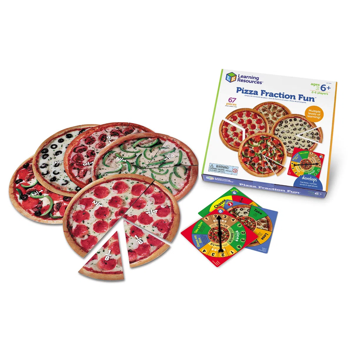 Learning Resources Gioco Frazioni di Pizza, dai 6 Anni, Apprendimento Matematica, Addizione e Sottrazione Frazioni, Gioco Educativo Divertente