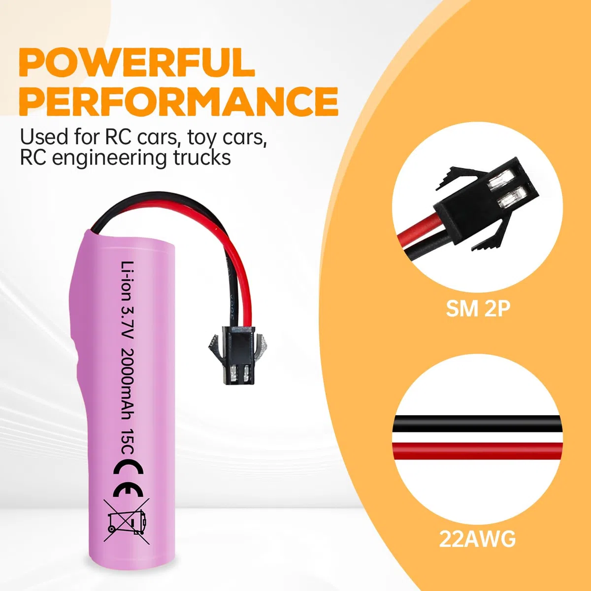 3PCS 3.7V 2000mah Spina SM-2P batteria agli ioni di litio con cavo di ricarica USB per DE68 DE44 DE45W DE45 DE58 DE49 DE57 DE70 Off-road veicolo camion serbatoio RC Auto giocattolo batteria
