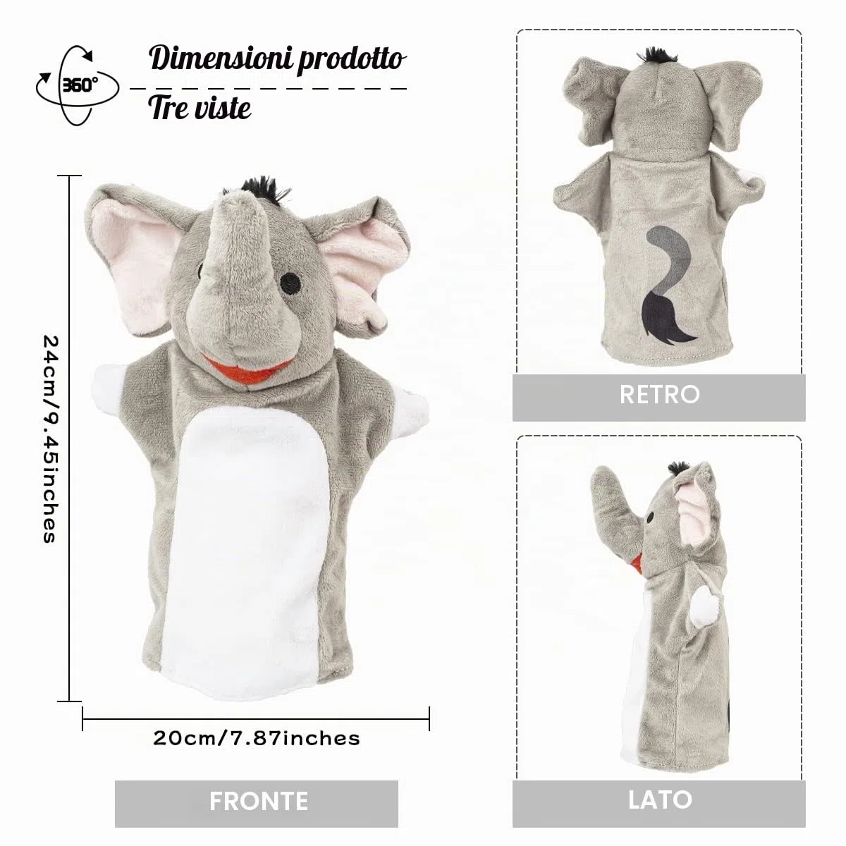 Marionette da Mano, Burattini da Mano Animale Selvatico dello Zoo, Morbide Colorati Giocattoli per Bambini Set di 5