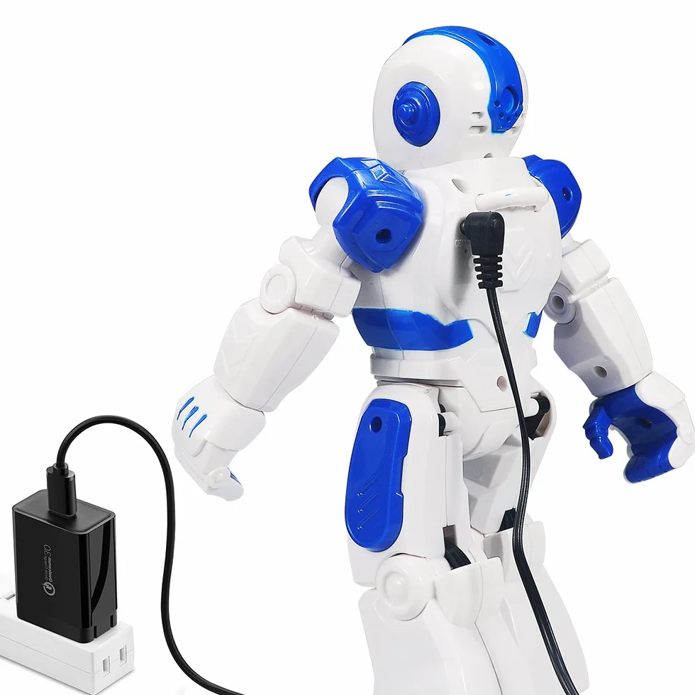 HUSAN Robot Intelligente per Bambini, Controllo a Infrarossi Programmabile, Canto e Danza, Sensazione di Gesti, Giocattolo Interattivo (Blu)
