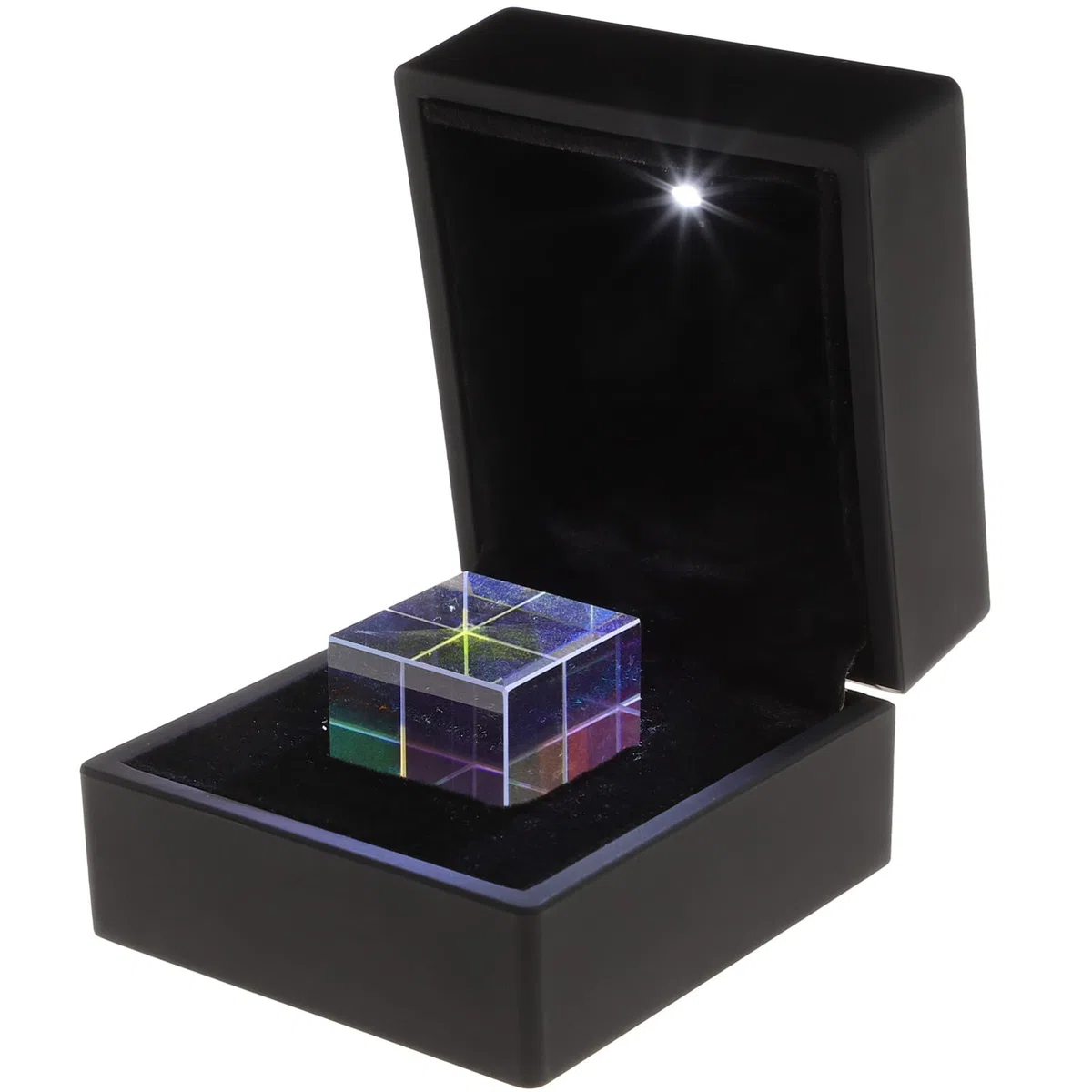 UKCOCO Optical Glass RGB Dispersion Prism Cube for Physics Teaching Decoration Arts with Delicate Box 2.3x2.3x2.3cm Decor Crystal Ball