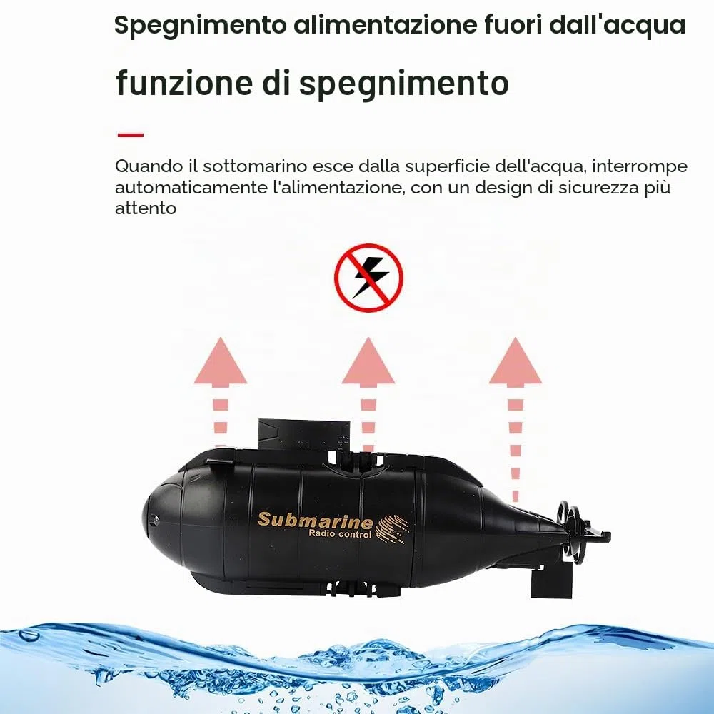 Mini Sottomarino Telecomandato Bambini, 2,4 GHz Barca RC con luci LED 6 Canali, Subacquea Impermeabile Sottomarino, Giocattoli d'acqua RC Elettrici per Piscina Estiva, Regalo Bambini 6-12 Anni