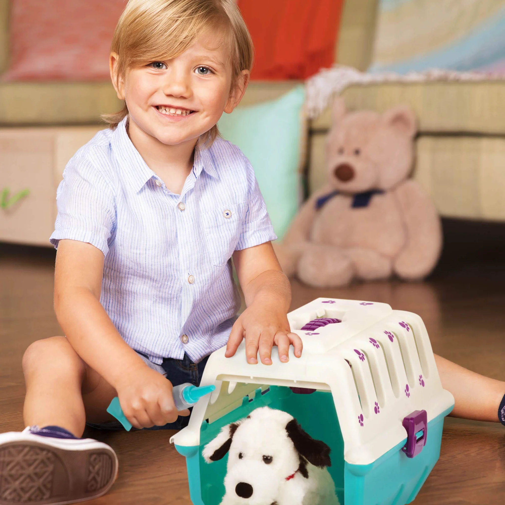 Battat - Giocattolo Veterinario per Finta - Playset per la Cura del Cane - Cucciolo di Peluche e trasportino - Set Veterinario per Bambini - 2 Anni +