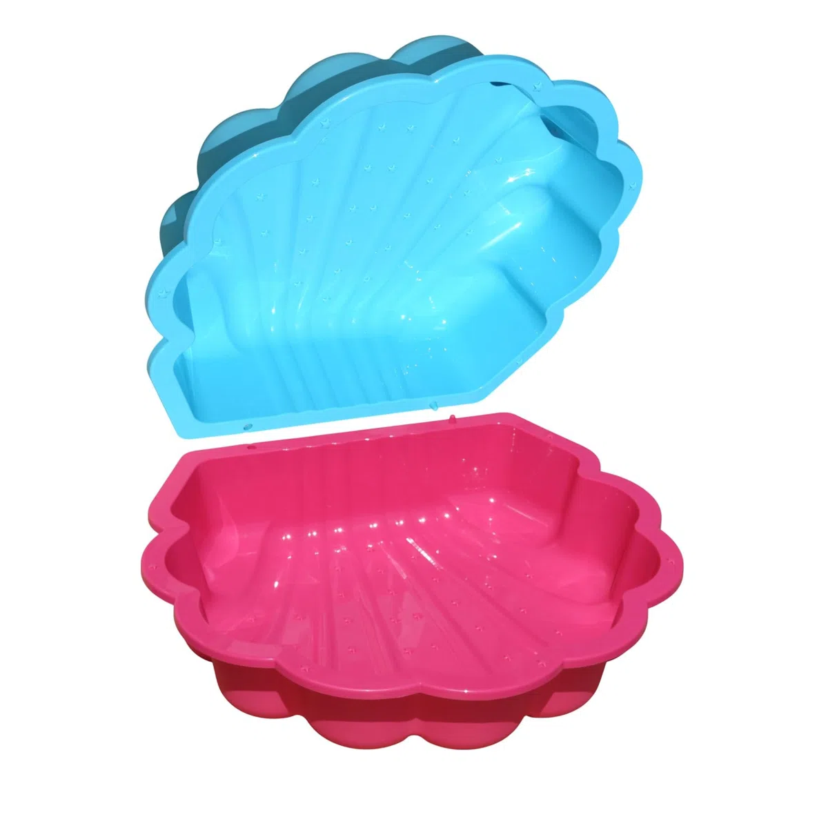 Set di 2 conchiglie per sabbia e acqua, per bambini, rosa e turchese, sabbiera e piscina per bambini, giocattolo robusto per giardino e terrazza, a partire dai 18 mesi in su