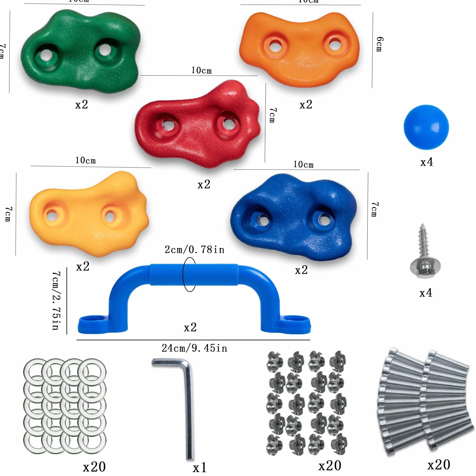 CIMOYBAI 10 Pezzi Prese Arrampicata con Maniglie per Torri Gioco, Prese D'arrampicata per Pareti, Colorato Parete Arrampicata Bambini, con Viti di Fissaggio