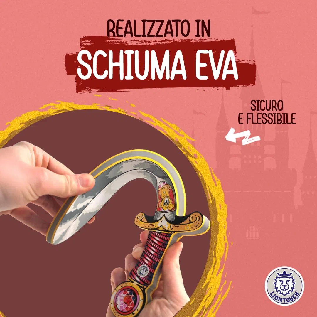 Liontouch - Set 2 Pugnali con Leoncino in Gommapiuma, Blu/Rosso | per Bambini età 3-6 - 35 Cm | Pugnale Medievale Tascabile con Gemma per Giochi di Ruolo | Accessorio Sicuro per Costumi da Cavaliere
