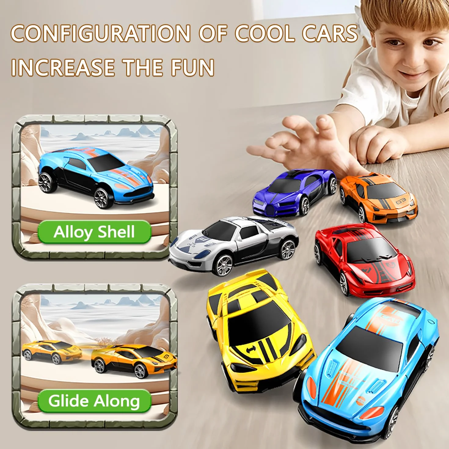 Dinosauro Camion Giocattolo con 8 Macchinine, Dinosauri Trasformabili per bambini 3 4 5 6 7 8+Anni,Garage,Set Pista da Corsa,Transforms in Dino con Ali,Camion Furgoni,Regali di Compleanno per Bambini