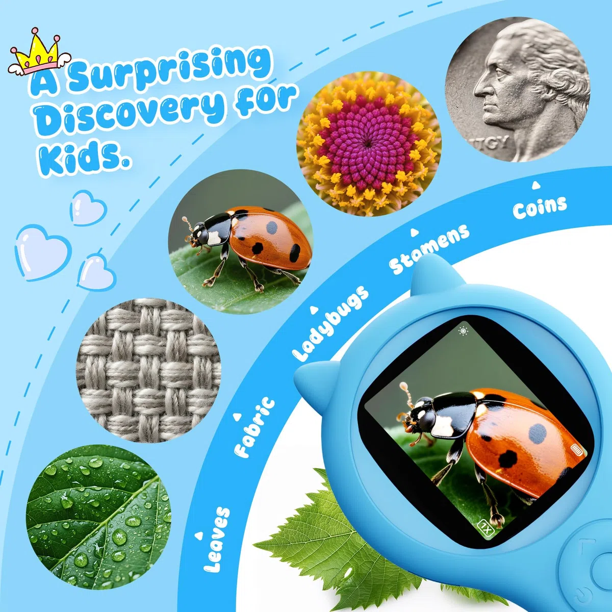 Microscopio per bambini 200X- 2 Pollici Microscopio Portatile con 8 LED Regolabili, MicroscopioDigitale Supporta la Registrazione di Foto e Video, Regalo di Natale per Bambini dai 3-12 Anni