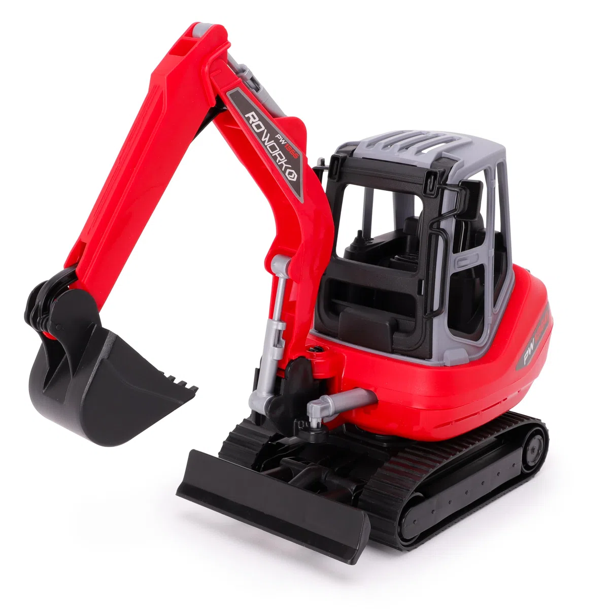 Toyland® Escavatore giocattolo rosso da 30 cm (12") - Braccio mobile, benna e cabina - Cingoli funzionanti - Scala 1:16 - Giocattoli da costruzione