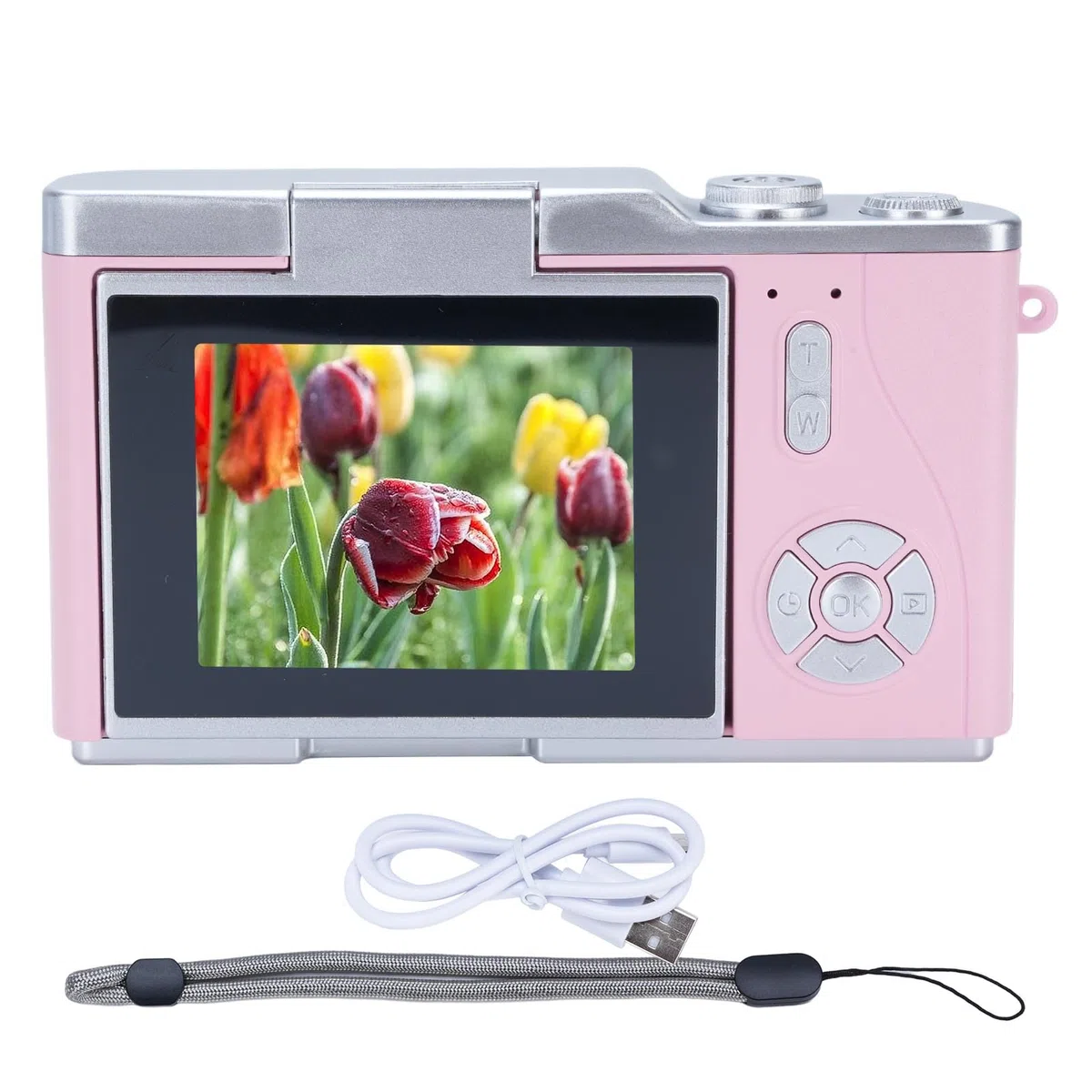 Camera Digitale da 48 MP da 1080p con Schermata di Lancio da 2,4 'e Zoom 18x, Fotocamera Vlogging a Batteria di 4 Ore per Adolescenti, Principianti, Giochi Integrati e Filtri per (PINK)