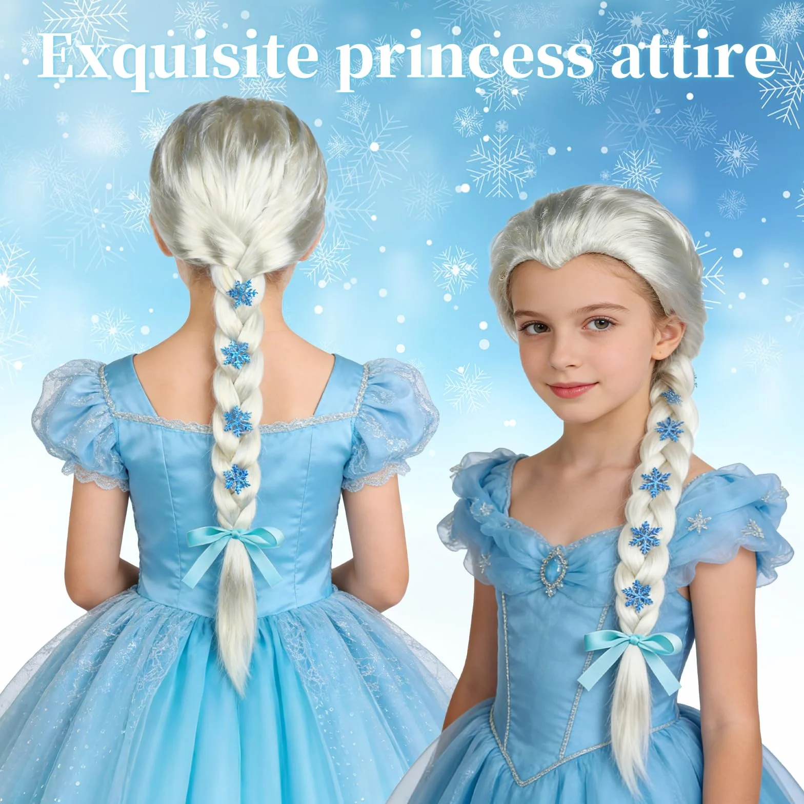 Parrucca Elsa, Principessa Parrucca Per Bambini, Parruccas Rapunzel Bambina, Principessa Parruccas Treccia Per Bambini e Adulti Cosplay per Halloween Carnevale
