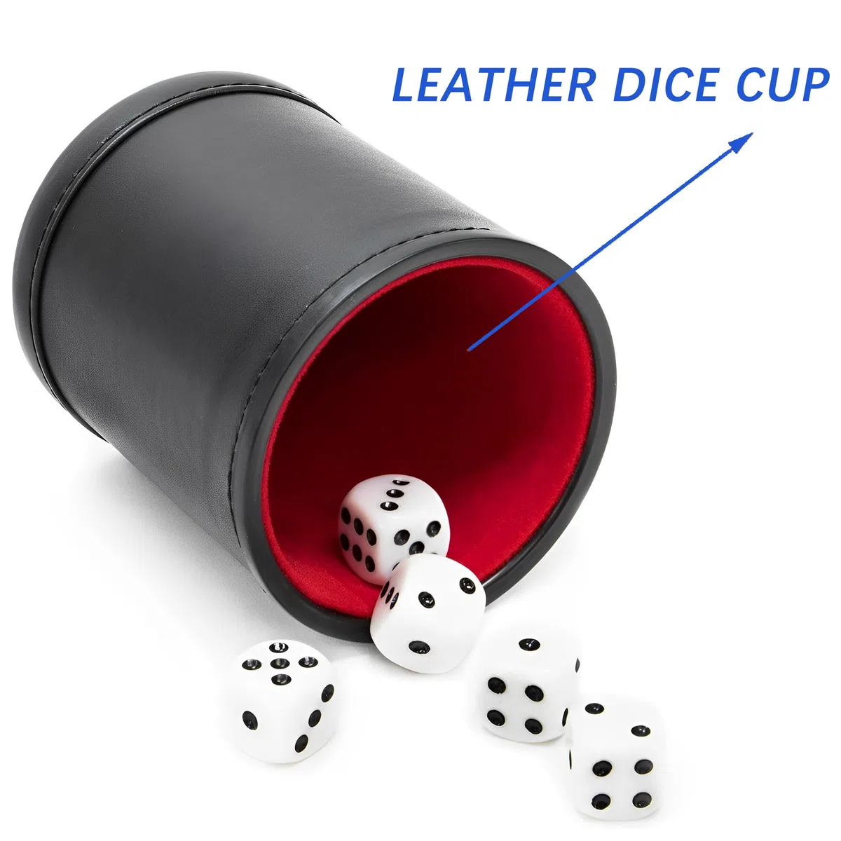 Coppa per Dadi in Pelle PU, Set di 4 Bicchieri in Pelle, con 20 Dadi, Gioco Rummikub, Agitatore per Dadi Silenzioso con Rivestimento in Feltro Rosso per Farkle Yahtzee Giochi da Tavolo