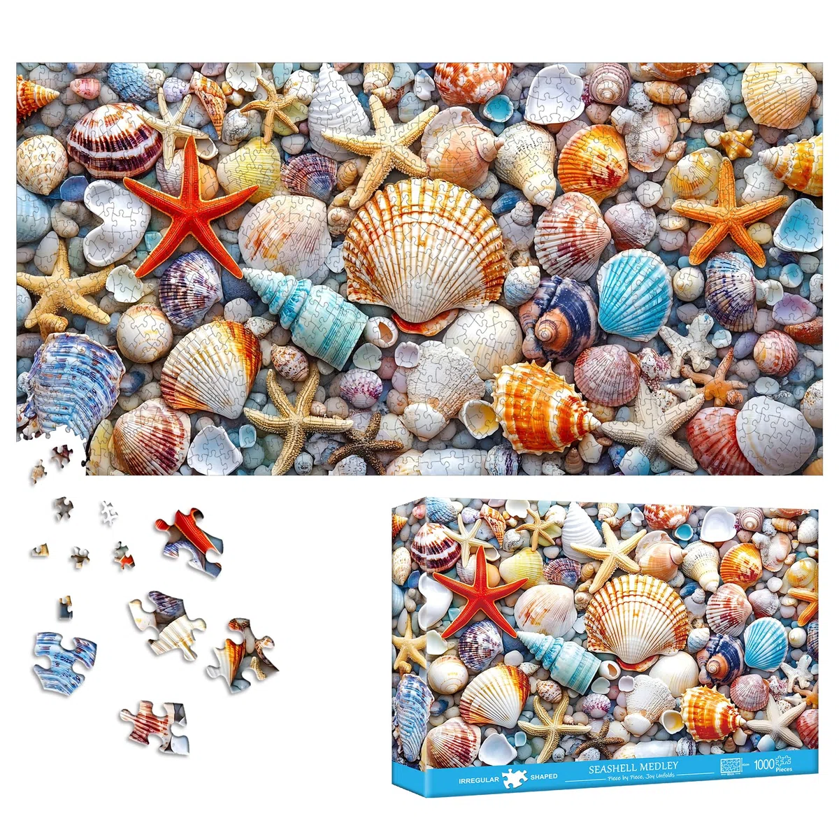 Bimkole Conchiglia Puzzle per Adulti 1000 Pezzi, Stella Marina Puzzle Di Carta Da 1000 Pezzi - Divertente E Stimolante Puzzle Decorativo per La Famiglia, Ottima Idea Regalo, 80 X 41 cm