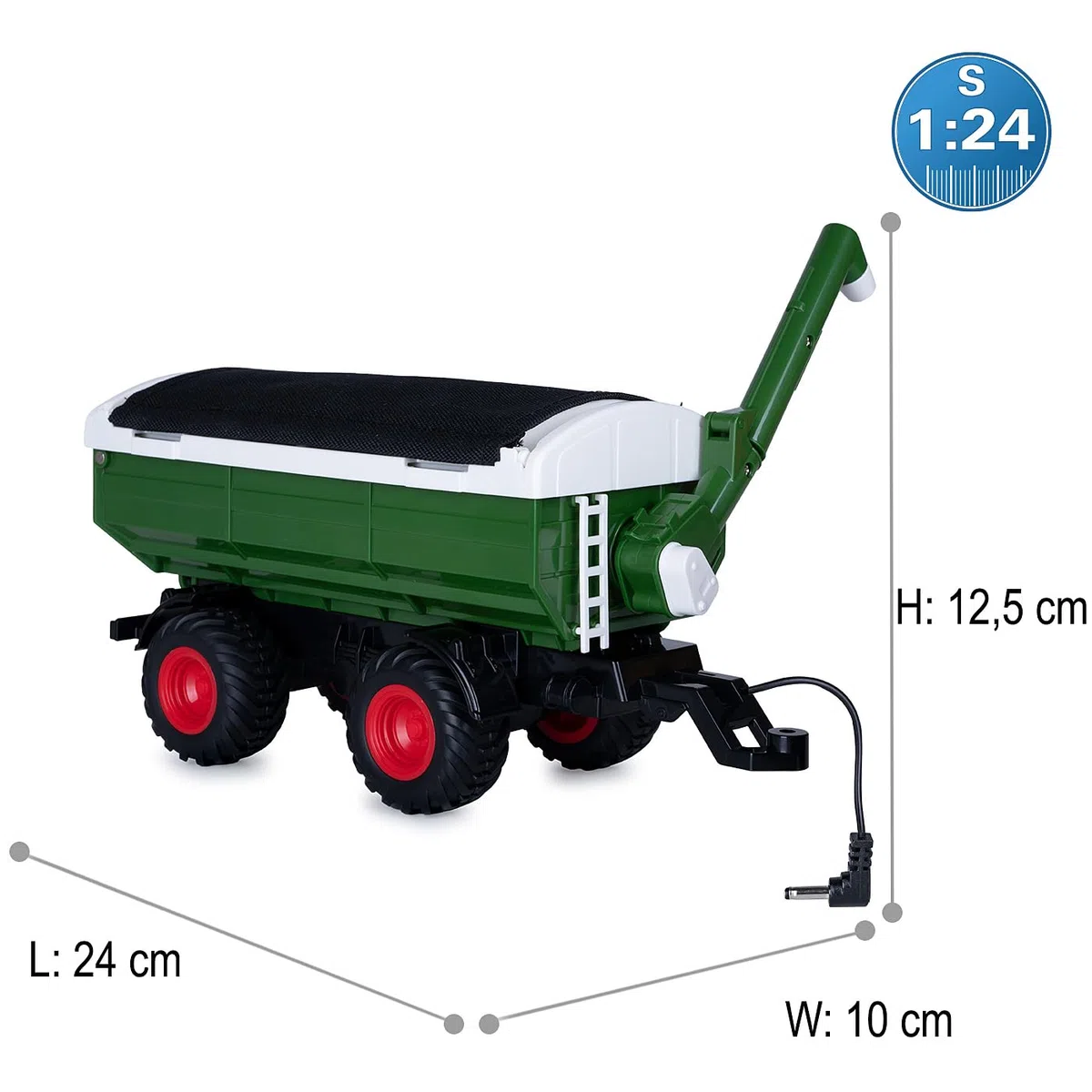 JAMARA 423268 - Carrello di sovraccarico verde per trattore radiocomandato MB-trac 1000 1:24S, accessorio agricolo, regalo per bambini