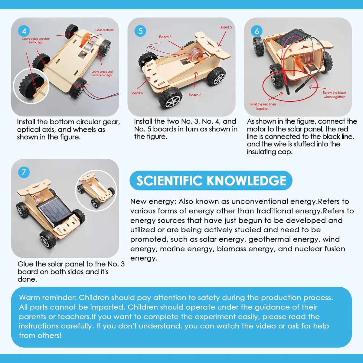 Kit Auto Solare in Legno per Bambini 8+ Anni - Giocattolo Educativo STEM, kit di costruzioni solari per bambini,Regalo Creativo (Natale/Compleanno, Ragazzi e Ragazze)