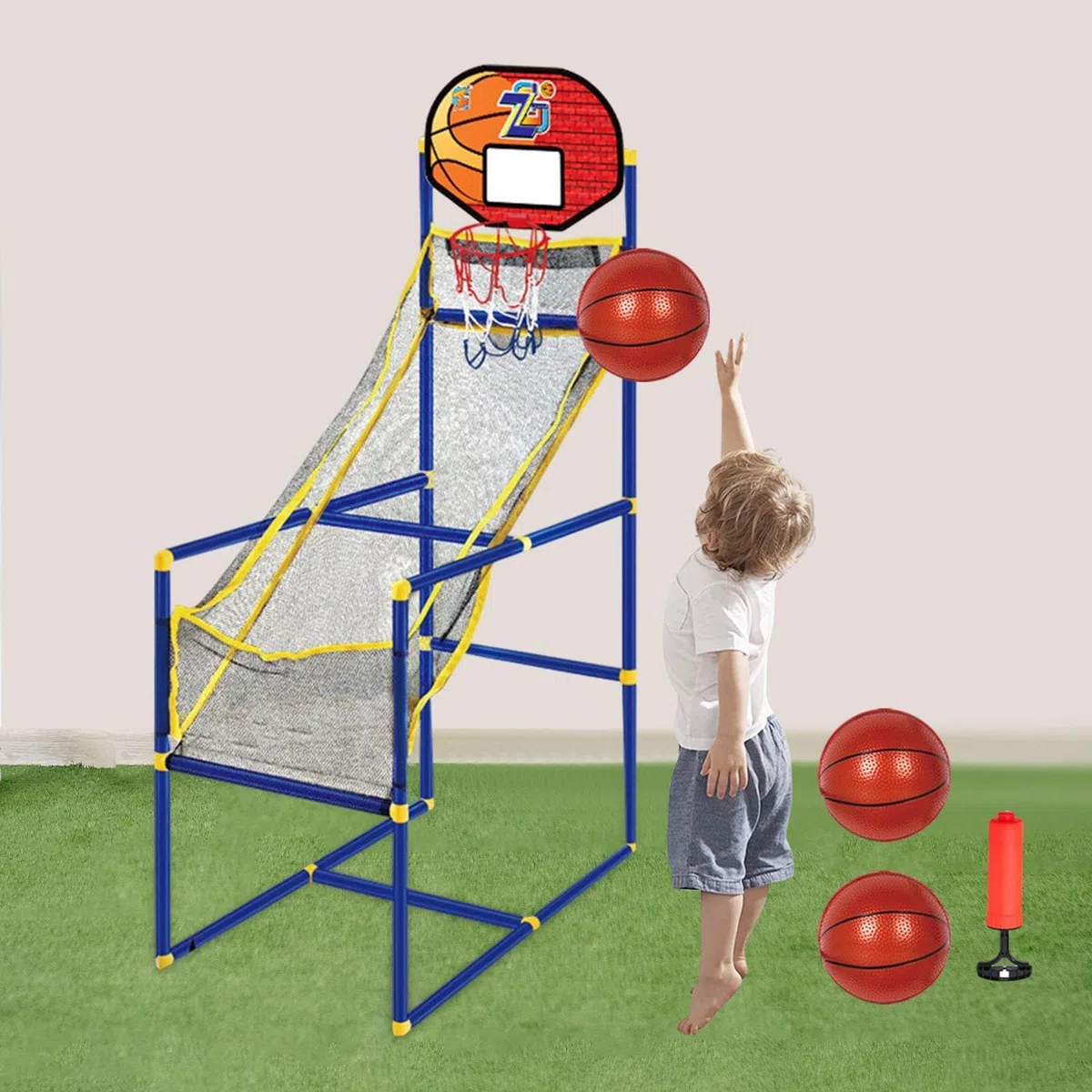 Baoblaze Gioco di Basket Arcade per Bambini Canestro da Basket al Coperto Porta da Basket per Ragazzi e Ragazze, con 3 Palline