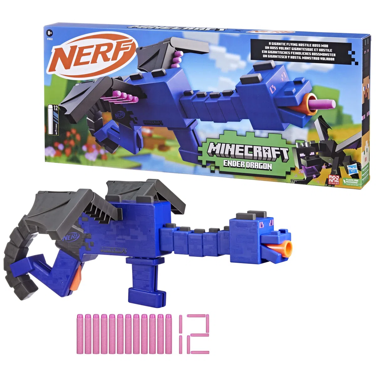 Nerf Minecraft, blaster dell'Enderdrago e 12 dardi Nerf Elite in gommapiuma