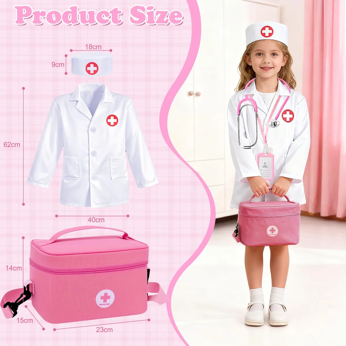Mactoou Valigetta Dottore Bambini, Kit Dottoressa Bambina, Kit Dentista Gioco di Ruolo per Bambina di 3+ Anni