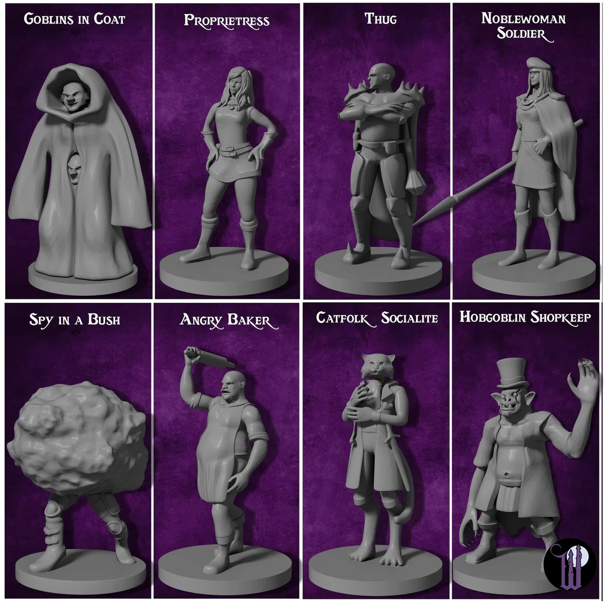Starter set di 29 miniature Wildspire del gioco da tavolo fantasy di DND, non dipinte, personaggi non giocanti, statuette da dipingere, accessori per DND e Pathfinder, motivo cittadini comuni