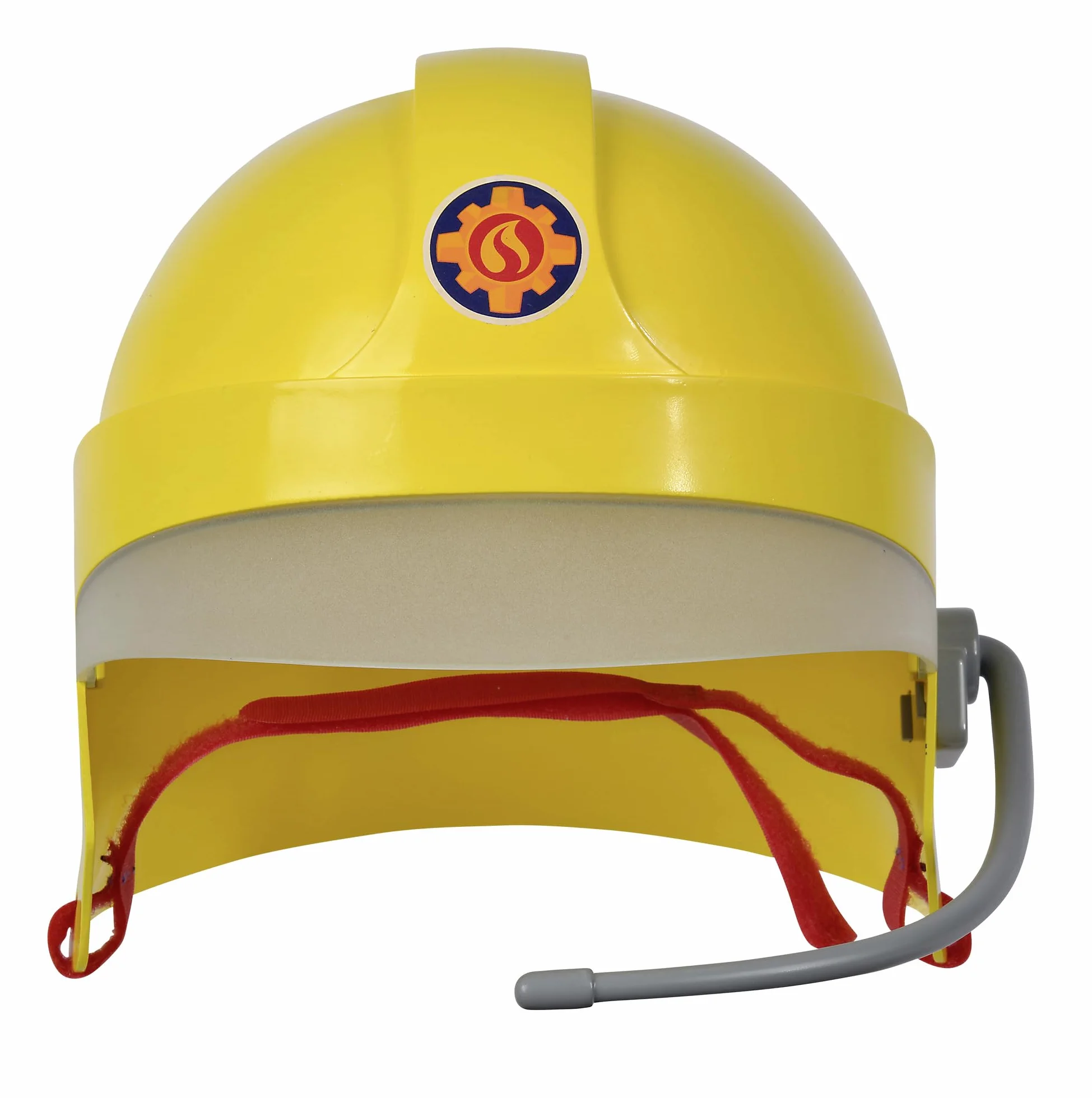 SIMBA 109252596 Sam - Casco da pompiere con visiera e adesivo si illuminano al buio, con microfono, cuscinetti in schiuma all'interno, dai 3 anni in su, rosso
