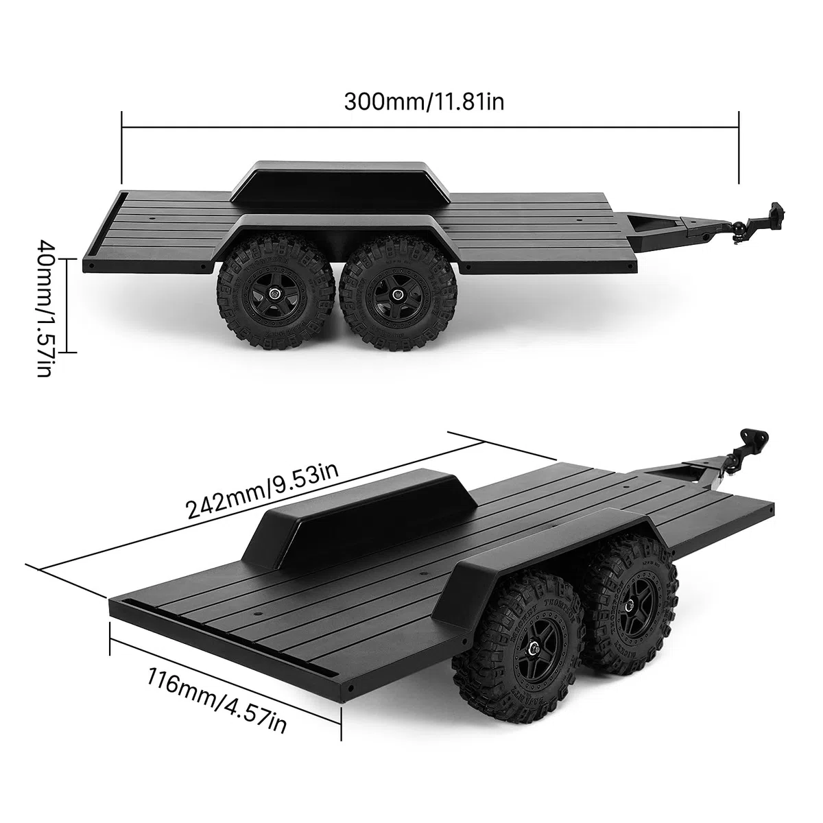 INJORA Rimorchio da Viaggio con Gancio per 1/18 RC Crawler TRX4M Upgrade