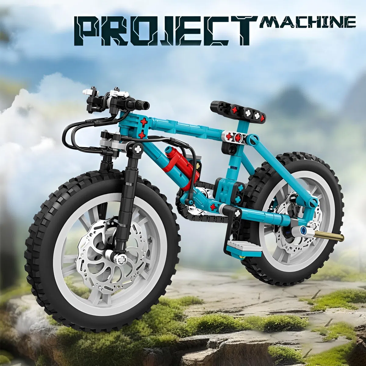 Set di mattoncini da costruzione per bicicletta, 180 pezzi, per mountain bike, modello di display per bicicletta, giocattolo educativo menta, regalo per adulti, bambini dai 6 anni in su, (blu