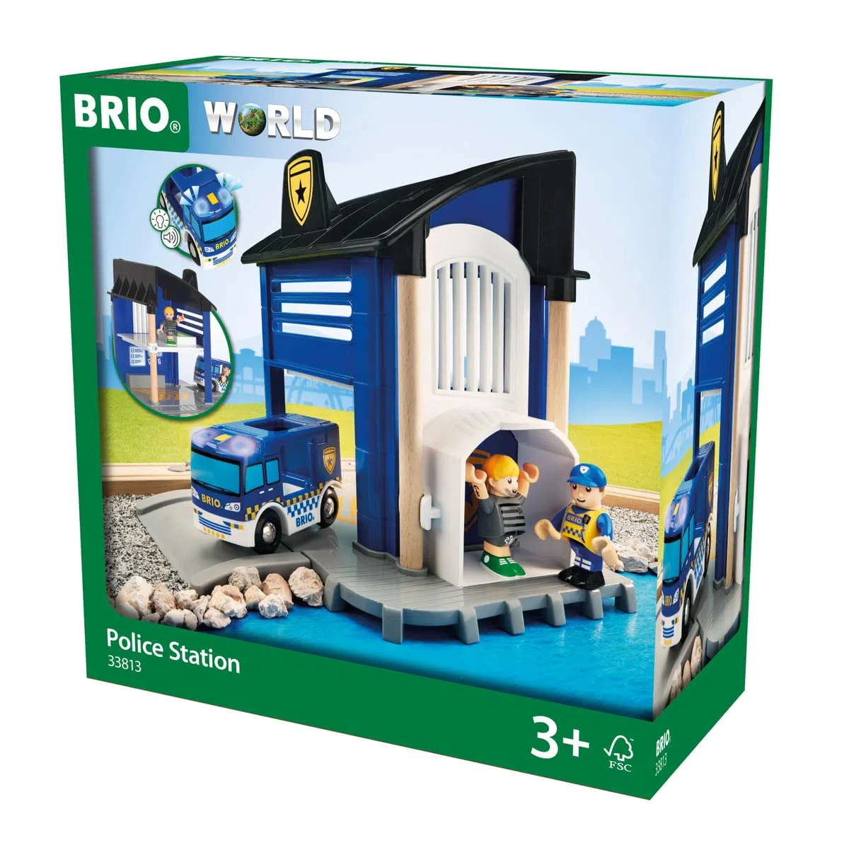 BRIO World - Stazione di Polizia, Accessorio Pista Trenino, Set Costruzioni in Legno, Compatibile con Tutti i Prodotti BRIO, Giocattolo per Bambini 3+ Anni
