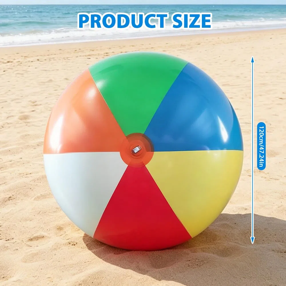Palline da spiaggia, diametro di 120 cm, gigante gonfiabile, in gomma robusta, gonfiabile con pompa a mano, pallone da spiaggia extra grande, giocattolo per interni ed esterni