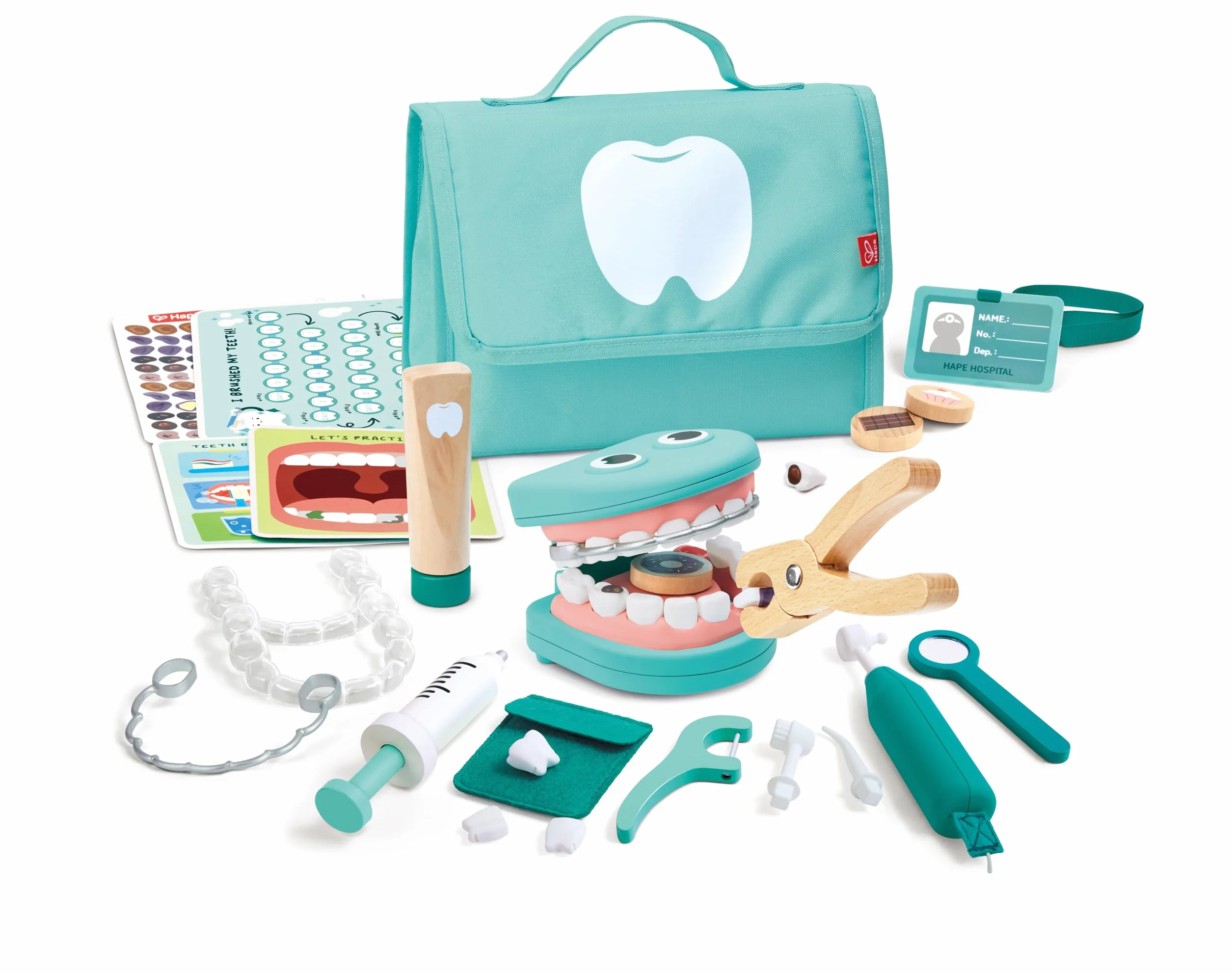 Hape Kit Dentista, Set da Gioco di Ruolo per Bambini, Gioco educativo con Strumenti realistici