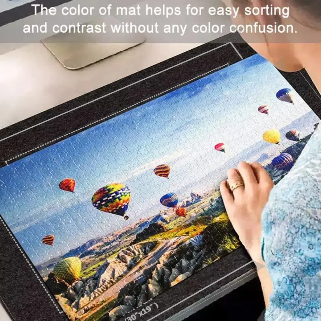 Zaloife Puzzle Mat 2000 Pezzi, Rotolo Puzzle, Accessori Puzzle, Tappetino Puzzle in Feltro, Puzzle Roll Up, Puzzles Saver, Puzzle Pad, Tappeto Puzzle Portatile, Base Puzzle Nero