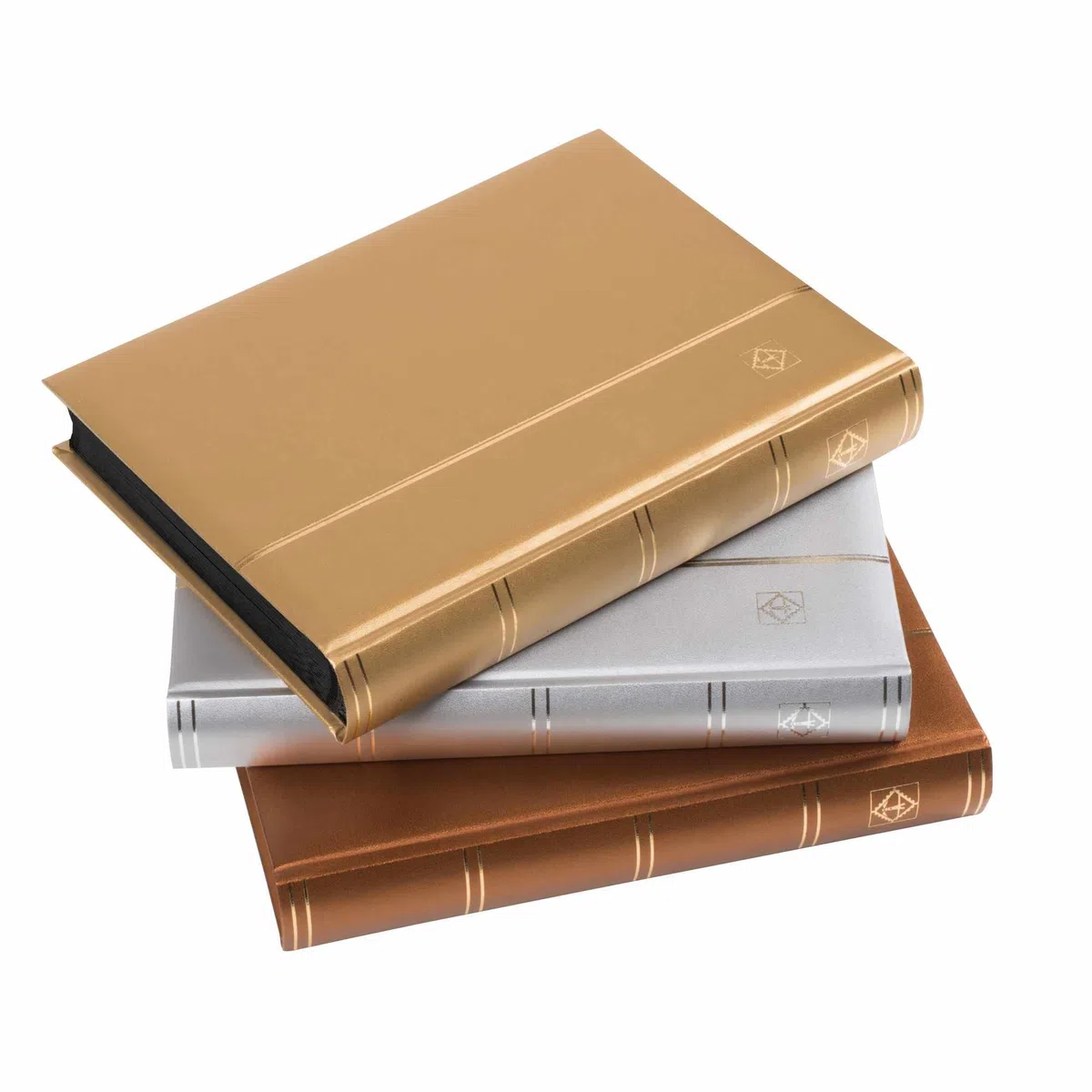 Leuchtturm 358058 Album per la Raccolta dei francobolli Comfort - DIN A4, 64 Pagine, Strisce di Vetro, Copertina Imbottita - Oro