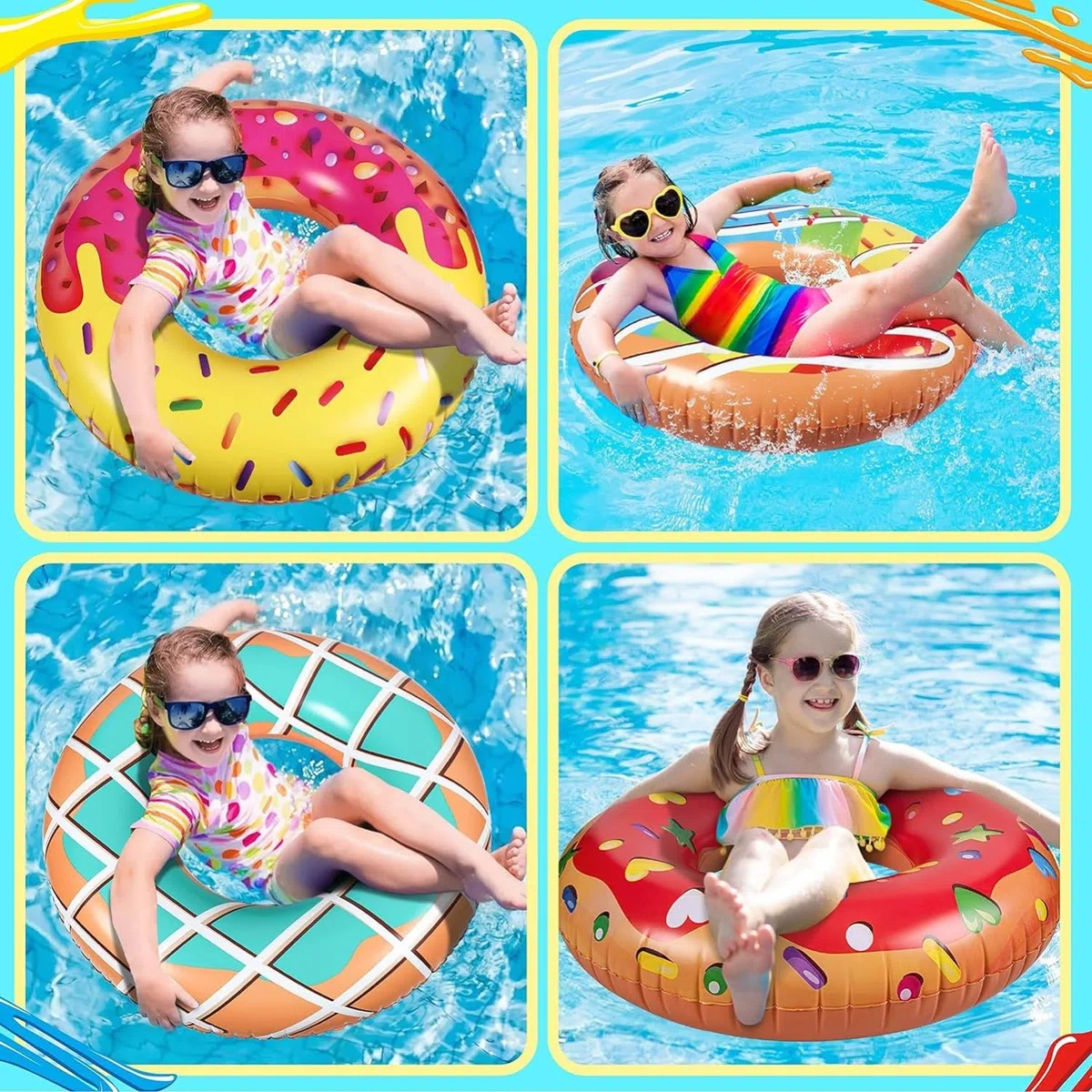 LATERN 5 Pezzi Ciambella Galleggianti Gonfiabili dello Stagno, 4 Pezzi 75CM Anelli Tubi da Nuoto a Ciambella con 35CM Palloni da Spiaggia - per Bambini Adulti Spiaggia Nuoto Piscina Festa