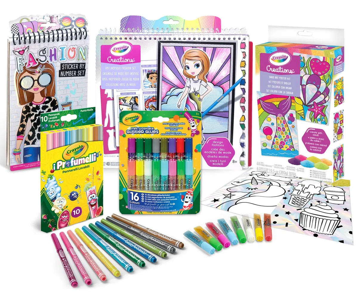 CRAYOLA - Creations, Set Coloring Fashion Design e Crea con la Sabbia, Attività Creativa e Regalo per Bambini, Età 6+, 7498