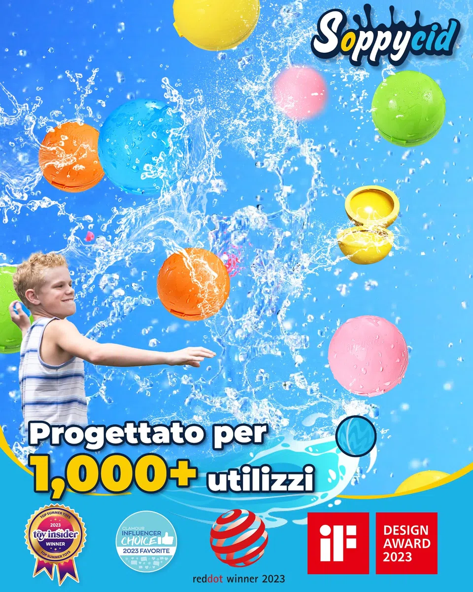 KOKODI Gavettoni Riutilizzabili Magnetici Autosigillanti, Palloncini Acqua Riutilizzabili in Silicone BPA-Free, Bombe d'Acqua per Giochi Acqua Bambini, Spiaggia, Piscina (16PZ)