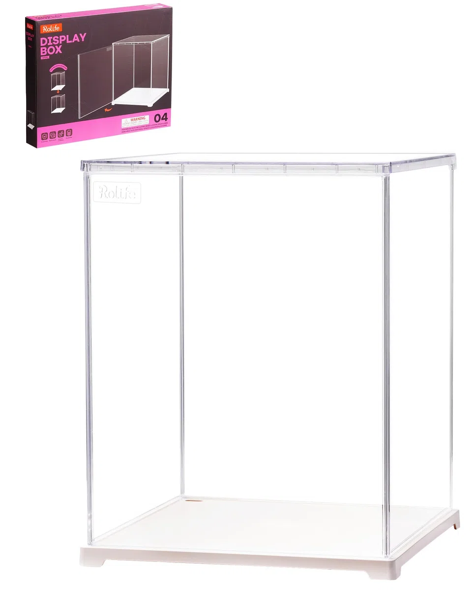 Rolife Vetrina in Acrilico con Passacavo Scatola Espositiva Trasparente per Book Nook, Puzzle 3D, Action Figure e Modelli Miniatura LED (23x23x29,2 cm)