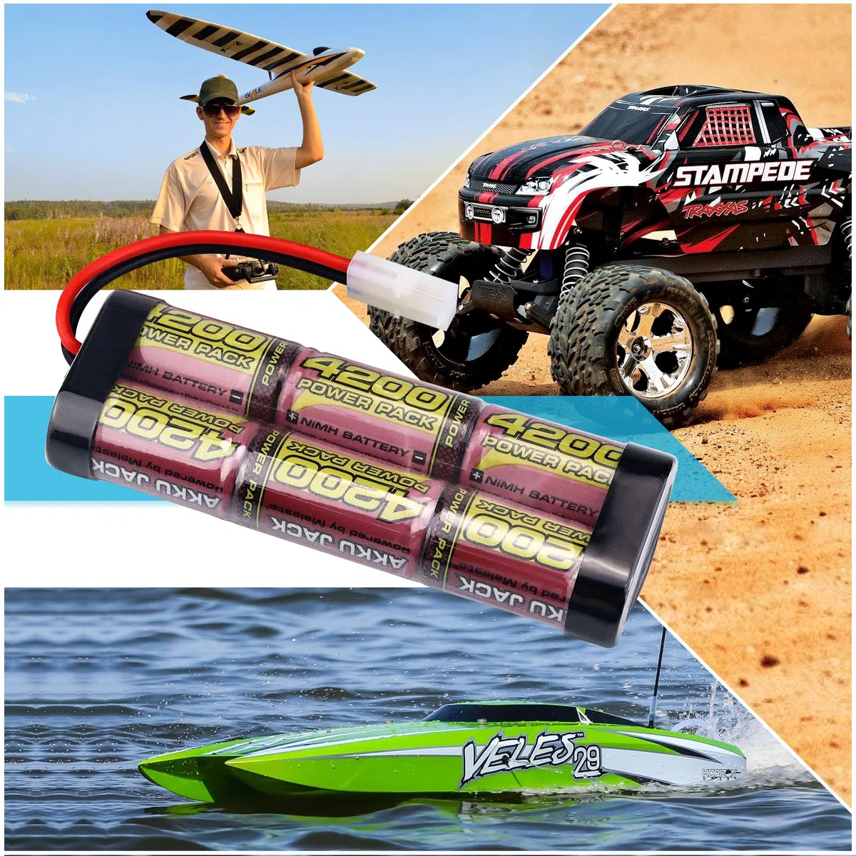 melasta NiMH Batteria 7.2V 4200mAh Remote Racing Batteria Pack con Tamiya Plug per Modellini di Automobili, Aerei