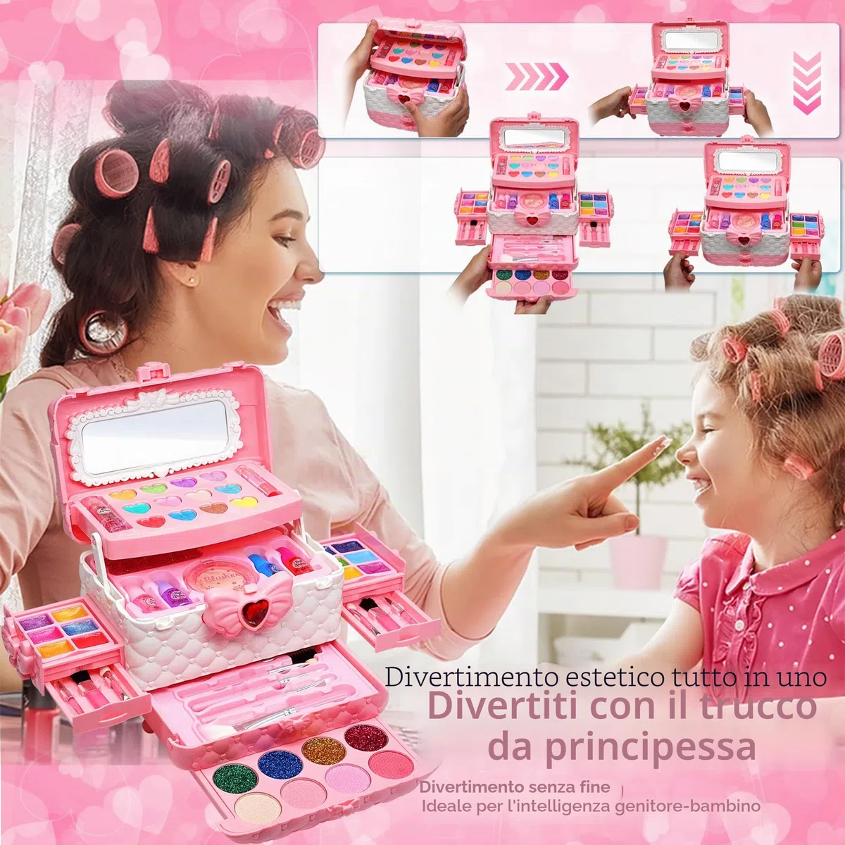 Trucchi ambina Set Da Bambine Da 57 Pezzi, Per Halloween, Natale, compleanno, valigetta Di Trucchi Per, Per Bambine Dai 4 Ai 12 Anni