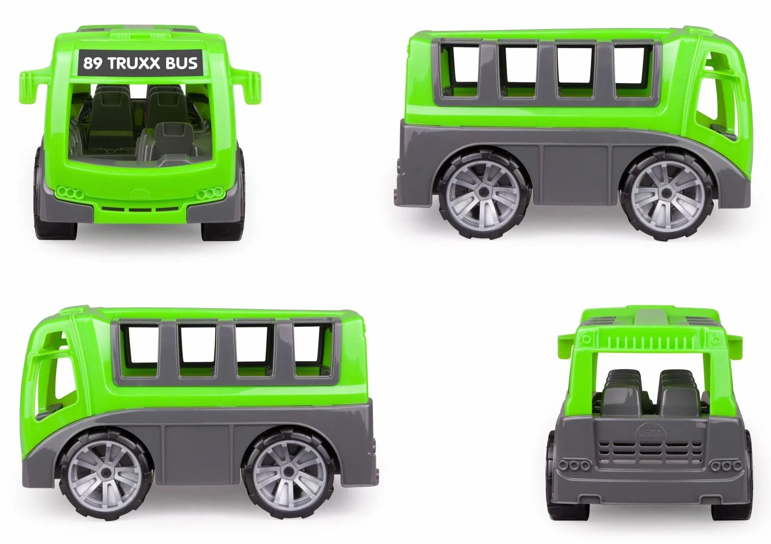 LENA - Truxx Allenatore Autobus Veicolo Giocattolo per 2+ Anni Bambini, Verde/Grigio