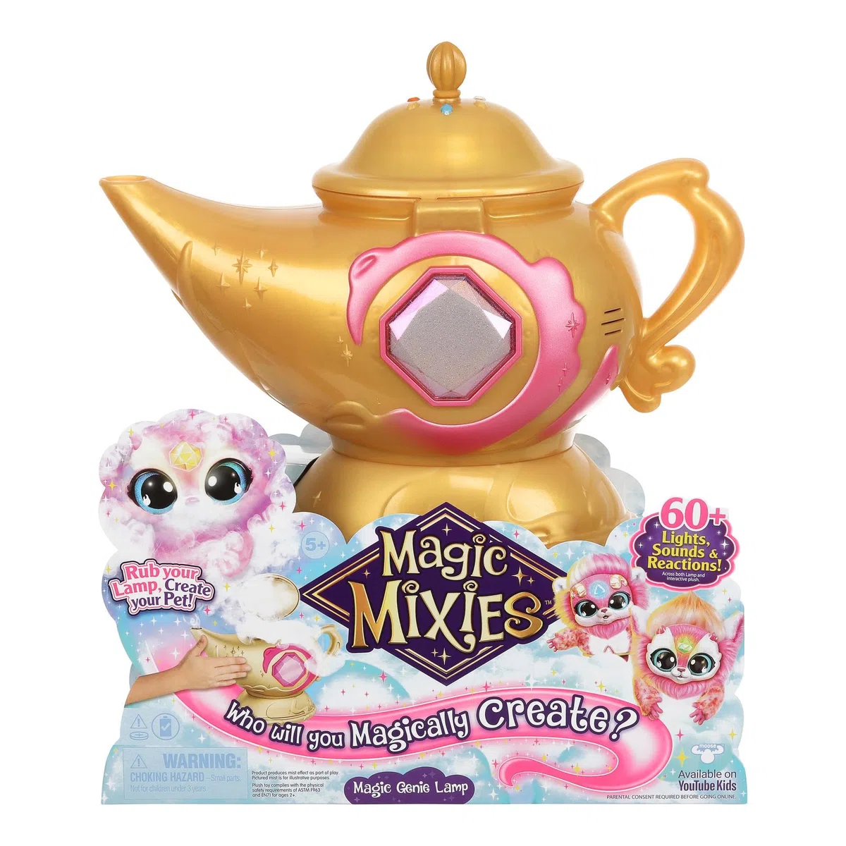 Magic Mixies Lampada Magica, Gioco Interattivo con Peluche Interattivo per Bambini, Giochi Bambina 3 Anni +, Anello Magico, Effetto Nebbia e Luci, Rosa MGX09100