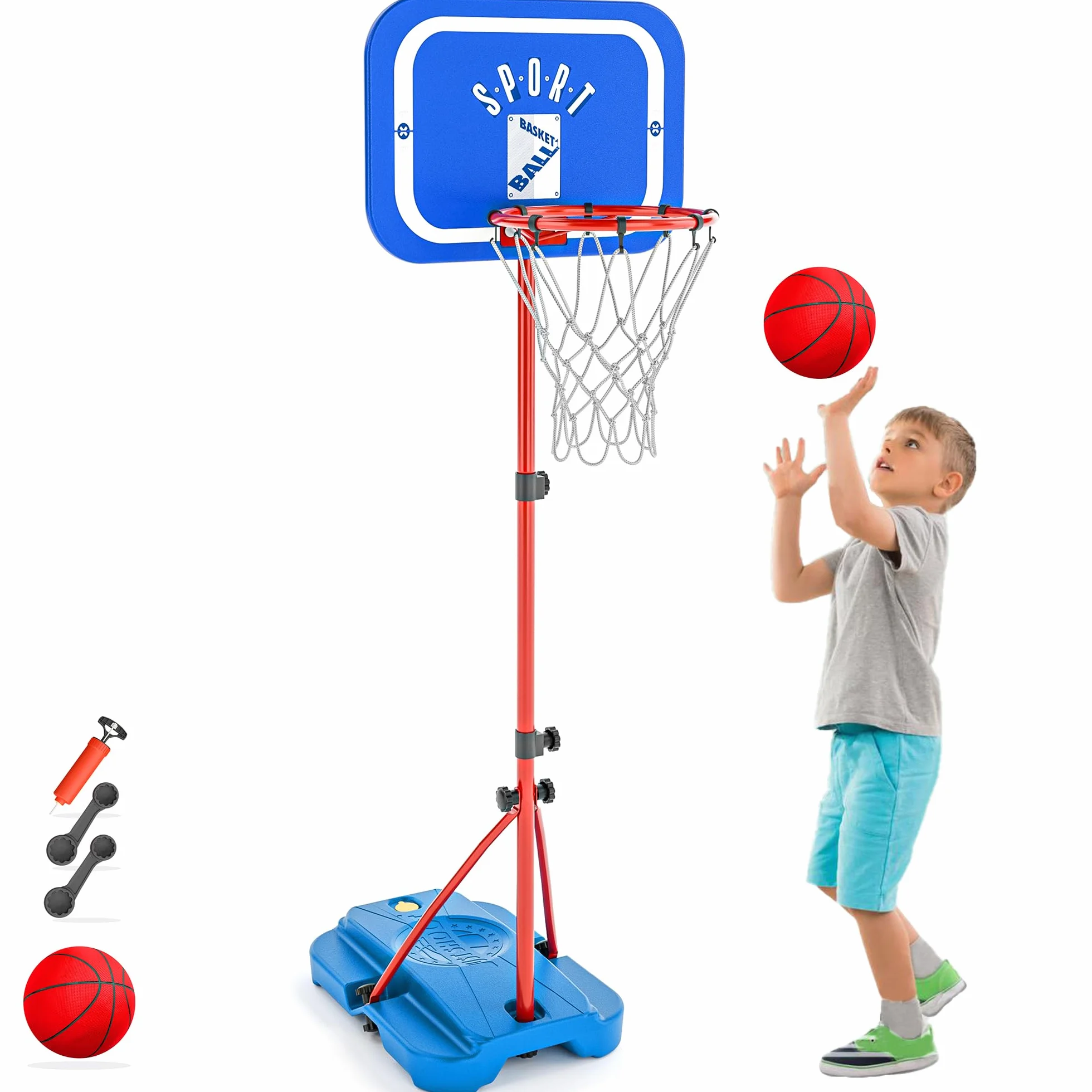 Canestro da Basket per Bambini Altezza Regolabile da 110 a 190cm Canestro Basket Esterno Piccoli Giocattoli per Bambini di 3, 4, 5, 6, 7, 8 anni Regalo di Compleanno per Natale