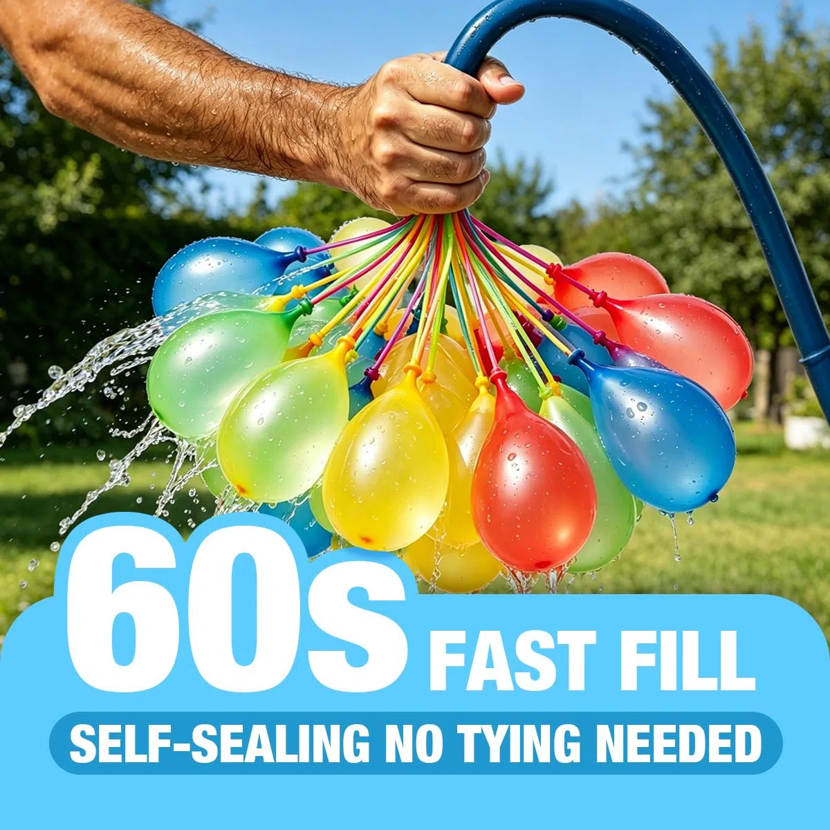 999 Palloncini Acqua Autosigillanti a Riempimento Rapido 60s,Bombe d'Acqua Colorate per Gavettoni e Giochi Estivi all'Aperto in Giardino e Piscina, Set Maxi con 2 Adattatori per Rubinetto