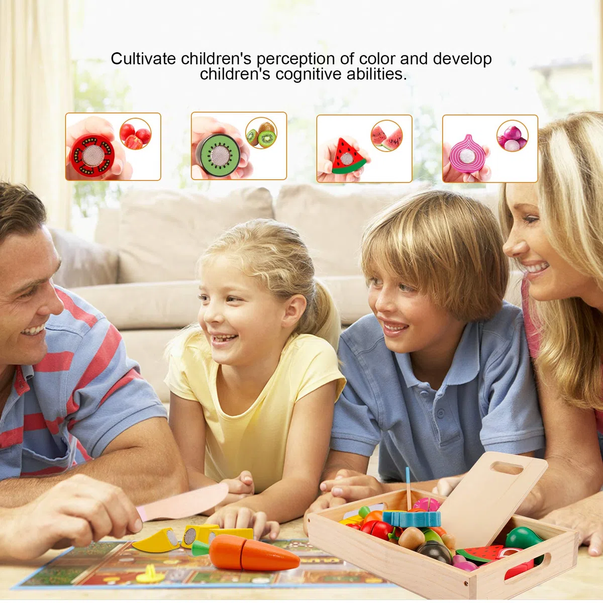 Cucina Giocattolo per Bambini,Accessori cucina giochi per bambini,legno giocattoli educativi di simulazione di cottura di frutta,Regalo Perfetto per Bambini 3 4 5 Anni Accessori Cucina