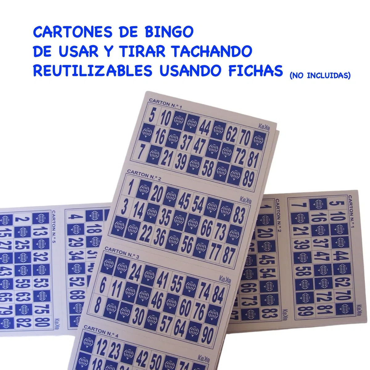 KEKA 1.200 Cartelle tombola Colore Blu, 2 series complete di 600 carte da Bingo, Confezione Risparmio numeri tombola!! Cartoni Bingo