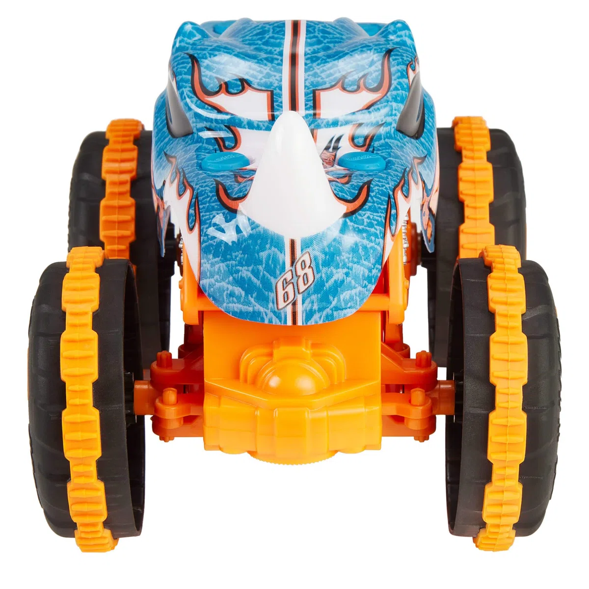 Hot Wheels Monster Trucks - Rhinomite R/C, camion radiocomandato in scala 1:24, con pneumatici Grip Action adatti a tutti i tipi di terreno e portata di 30 metri, 4+ anni, JBK11