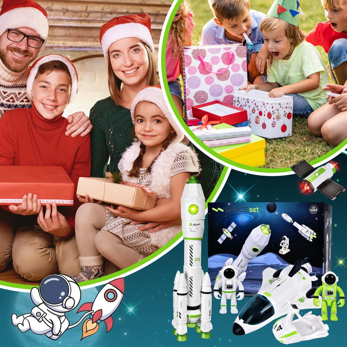 Herenear Space Shuttle Giocattolo,Razzi e Navi Spaziali, Razzo Spaziale Giocattolo con Astronaut, Giocattoli Razzo STEM 5 in 1 Regalo per Ragazzi e Ragazze
