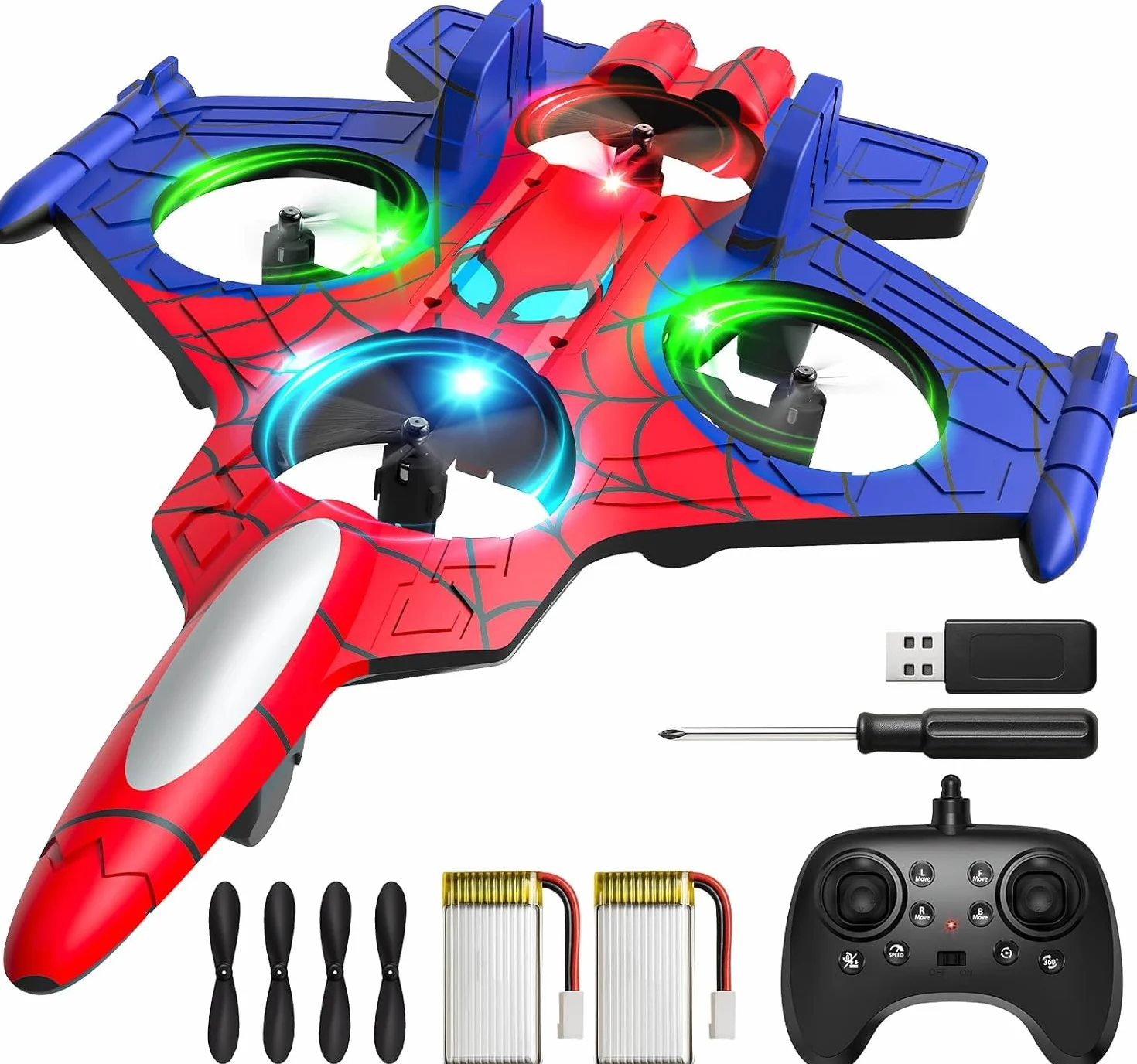 GraceDuck Aereo Telecomandato Bambini da 8 Anni, Mini Drone Bambino, Caccia RC con Funzione 360° Flip e Capriola, Giocattolo da Esterno, Regalo per Ragazzi
