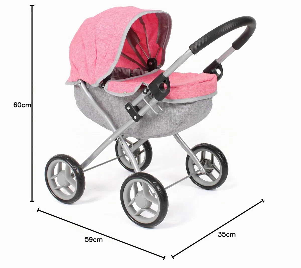 Passeggino per bambole Lilli, piccolo passeggino per bambole, colore: rosa melange